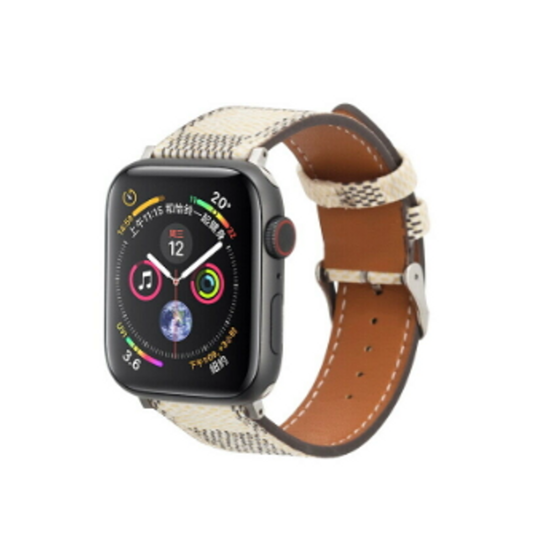 Checkered Pattern White Apple Watch Band