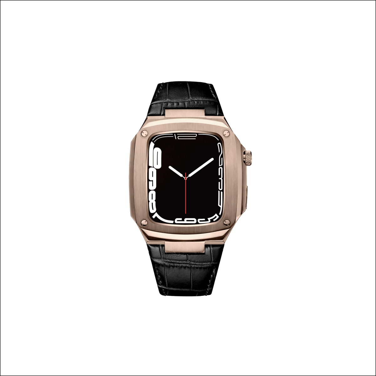 Leather Presidential Apple Watch Case | Rose Gold + Black Band