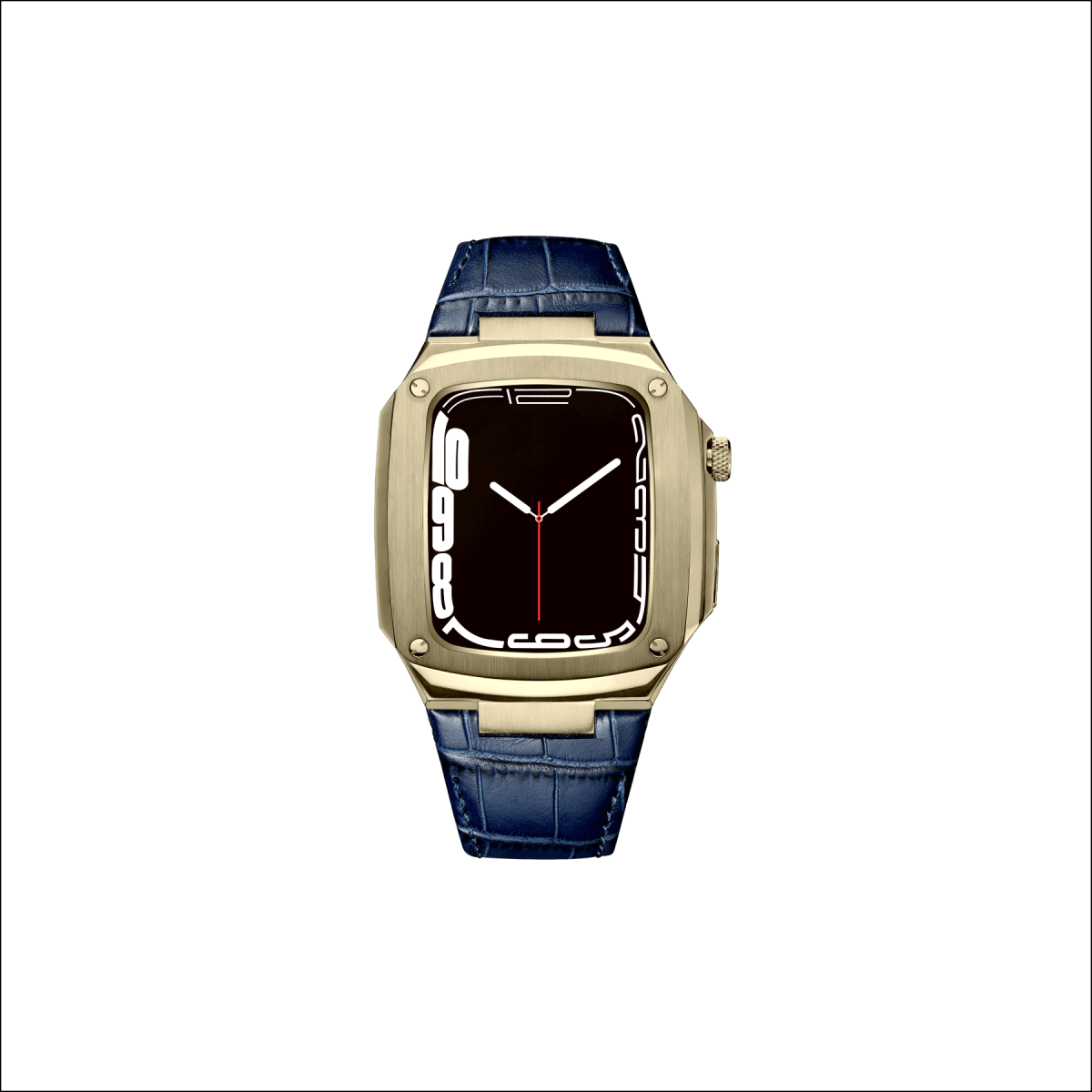 Leather Presidential Apple Watch Case | Gold + Blue Band