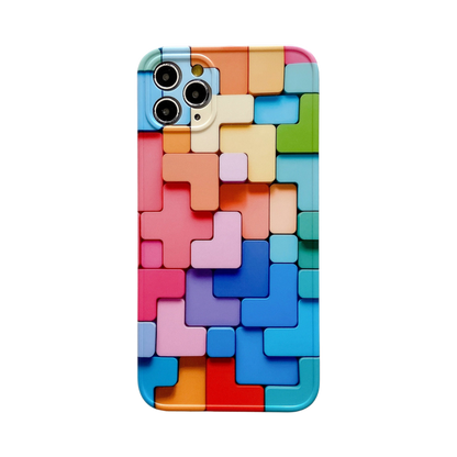 a phone case with a colorful pattern on it