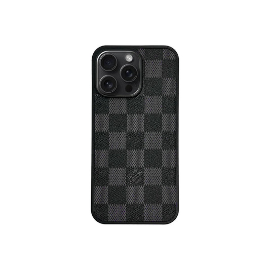 Checkered Full Cover iPhone Case - Black