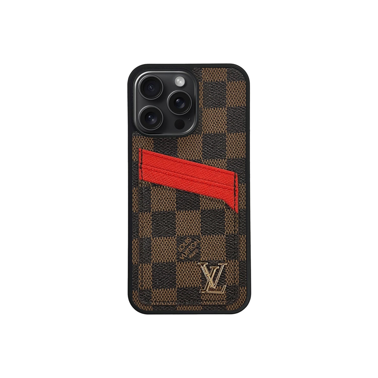 Red Line Checkered Cardholder iPhone Case