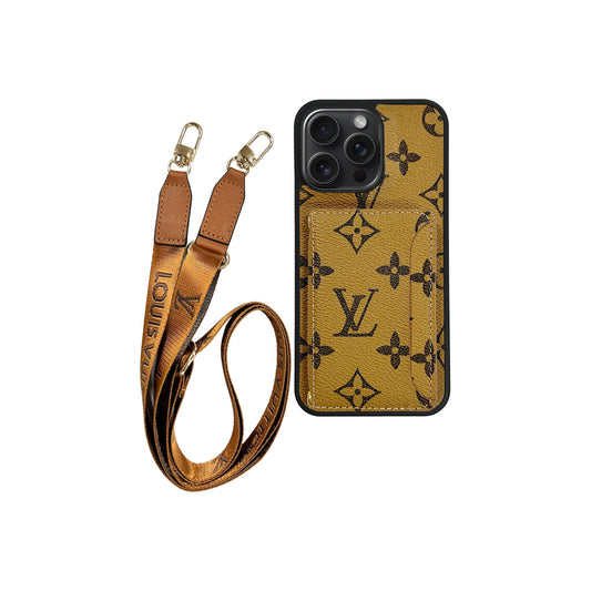 Mono Cardholder x Lanyard iPhone Case - Light Brown