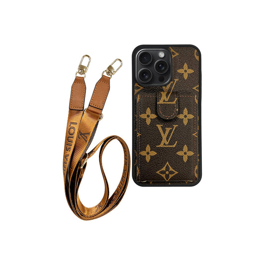 Mono Cardholder x Lanyard iPhone Case - Brown