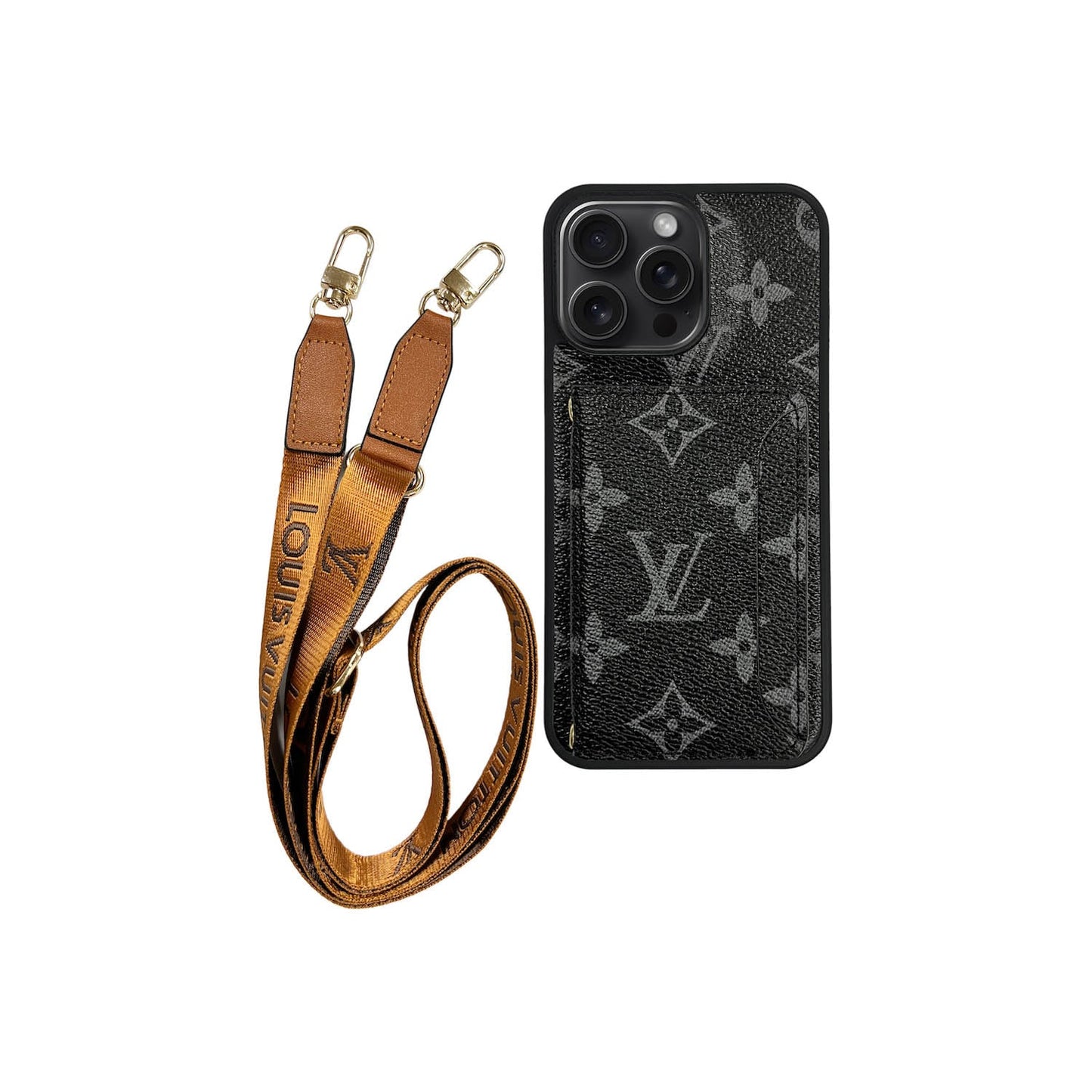 Mono Cardholder x Lanyard iPhone Case - Black