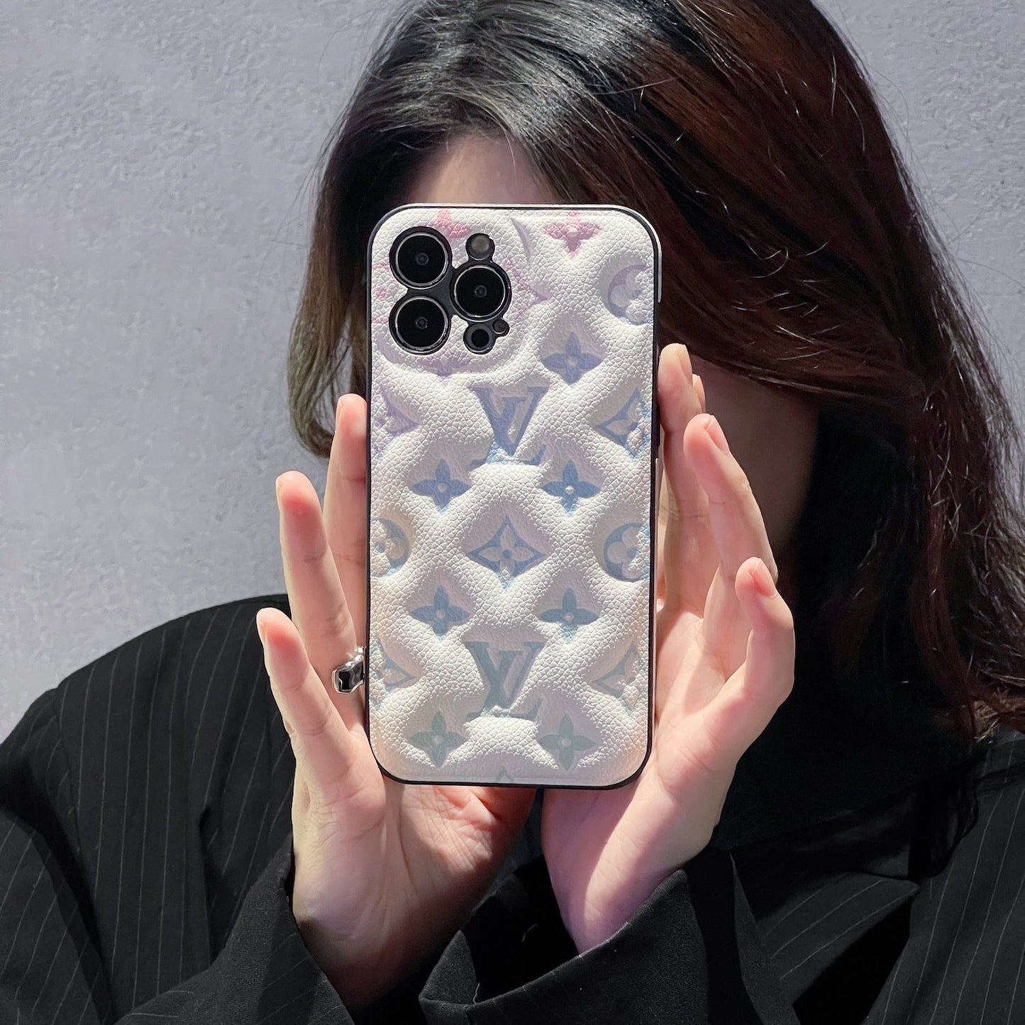 White x Blue Mono Puffer iPhone Case