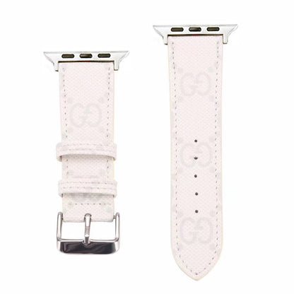 White GG Imprint Apple Watch Band