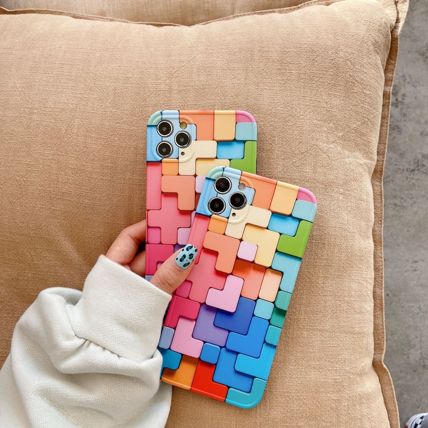 3D Effect Colorful Splicing Phone Case