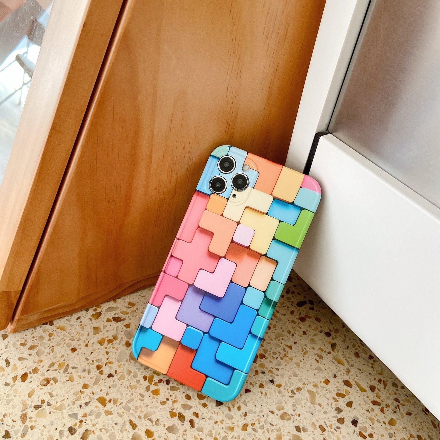 3D Effect Colorful Splicing Phone Case