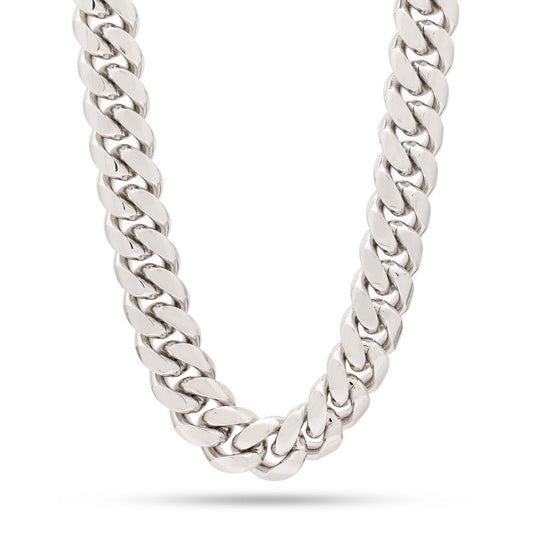 14mm White Gold Miami Cuban Chain